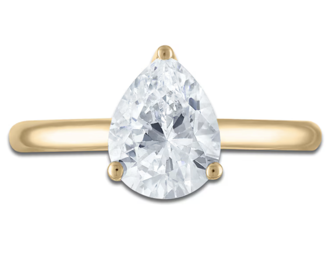 1 Carat Pear-Shaped Lab-Created Diamond Engagement Ring in 18K Yellow Gold | SimplyIn Diamonds - Image 3